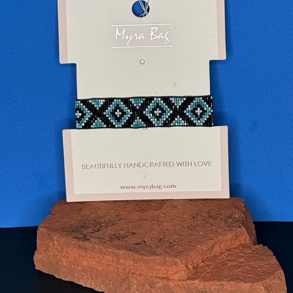 NWT Myra Bag Black, Blue and White Beaded Bracelet